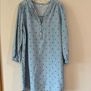 Old Navy - Denim‎ Blue Polka Dot Blouse Dress, L, NWT